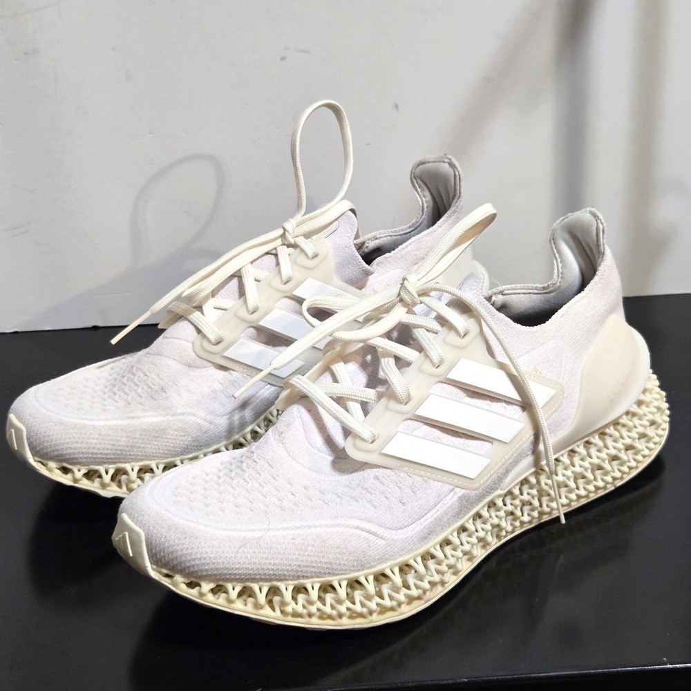 Adidas Ultra 4DFWD Men 8.5 Triple White Running Shoes HP7598 Primeknit Lattice